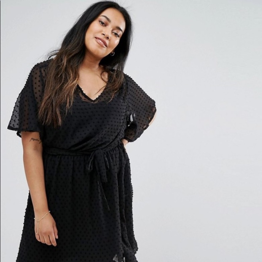 ASOS CURVE - New Look Plus Dobby Spot Skater Dress